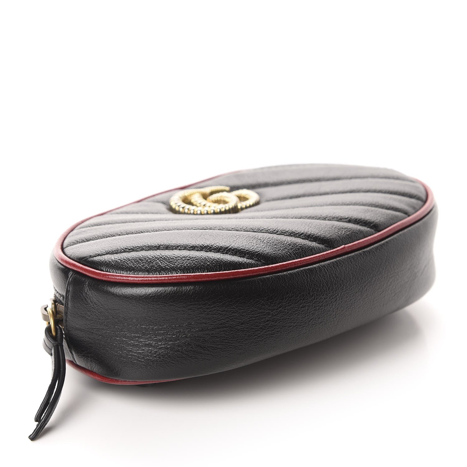 Gucci Azalea Calfskin Matelasse Diagonal Torchon GG Marmont Belt Bag 75 30 Black Romantic Cerise 4 of 12