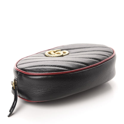 Gucci Azalea Calfskin Matelasse Diagonal Torchon GG Marmont Belt Bag 75 30 Black Romantic Cerise 4 of 12