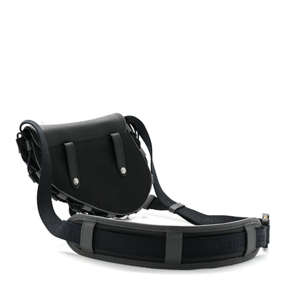 Christian Dior X SACAI Grained Calfskin Technical Fabric Mens Saddle Bag Black 3 of 10