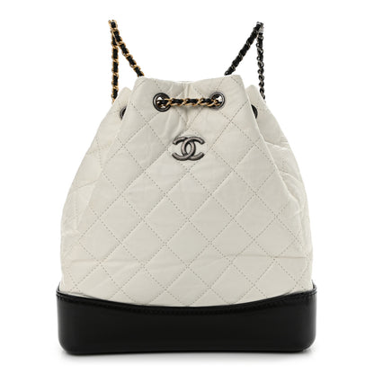Chanel Aged Calfskin Quilted Gabrielle Backpack Black White 1 of 12