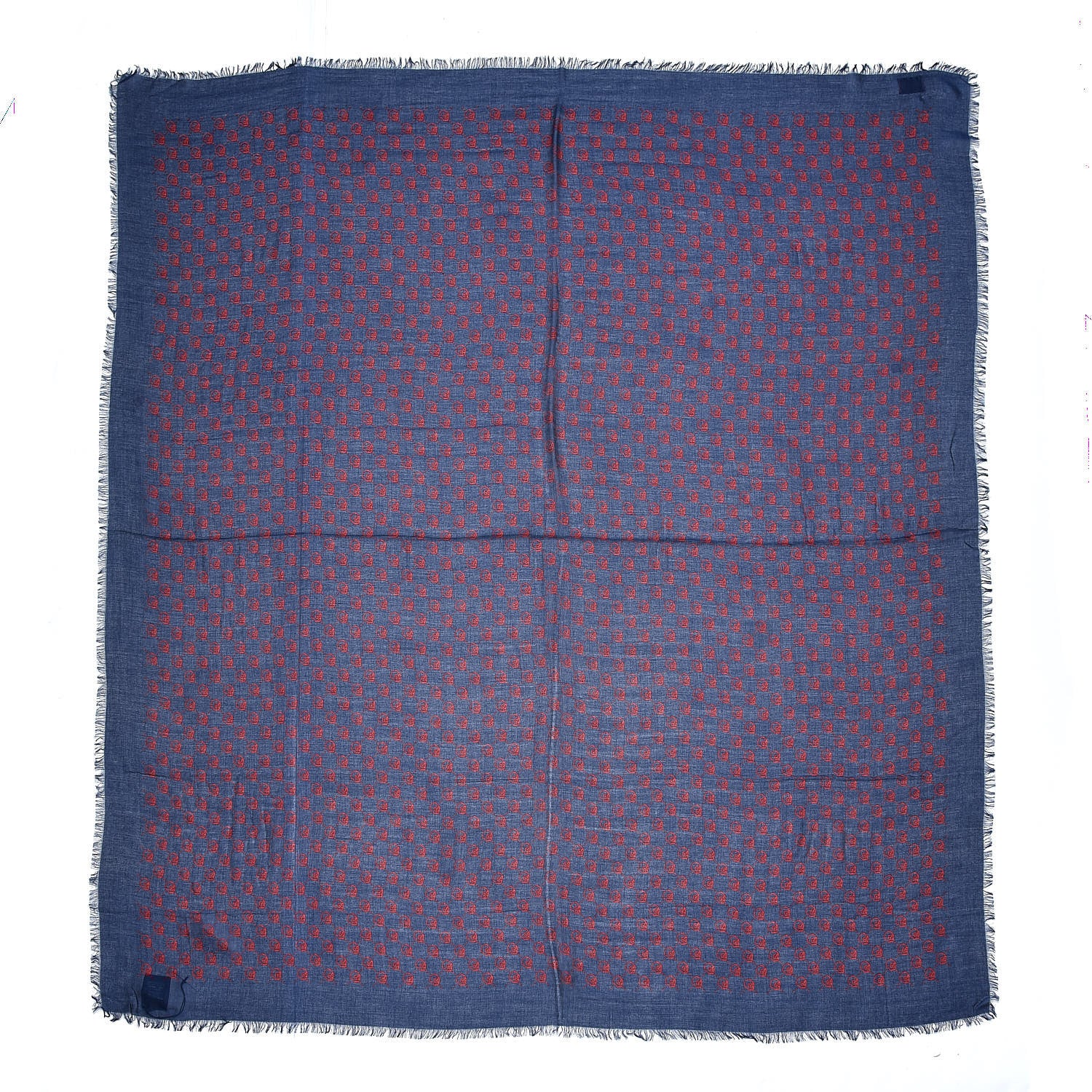 Gucci Modal Silk Twill GG Hamlet Square Scarf Sapphire Red 1 of 4