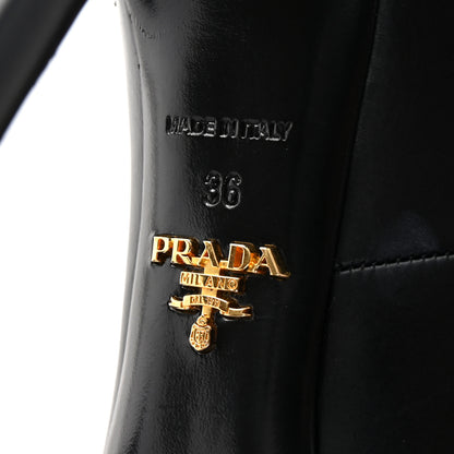 Prada Vitello Lux Camoscio Mary Jane Ankle Boots 36 Black 7 of 7