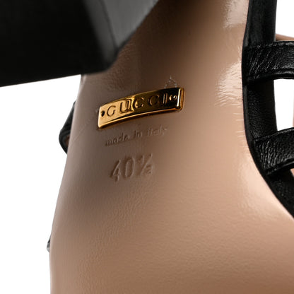 Gucci Kid Leather Studded Kendall Sandals 40.5 Black Gold 9 of 10