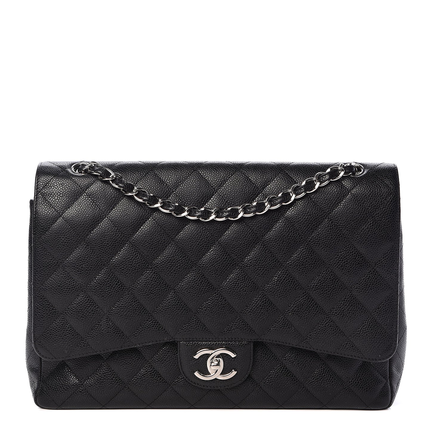 Caviar Quilted Maxi Double Flap Black