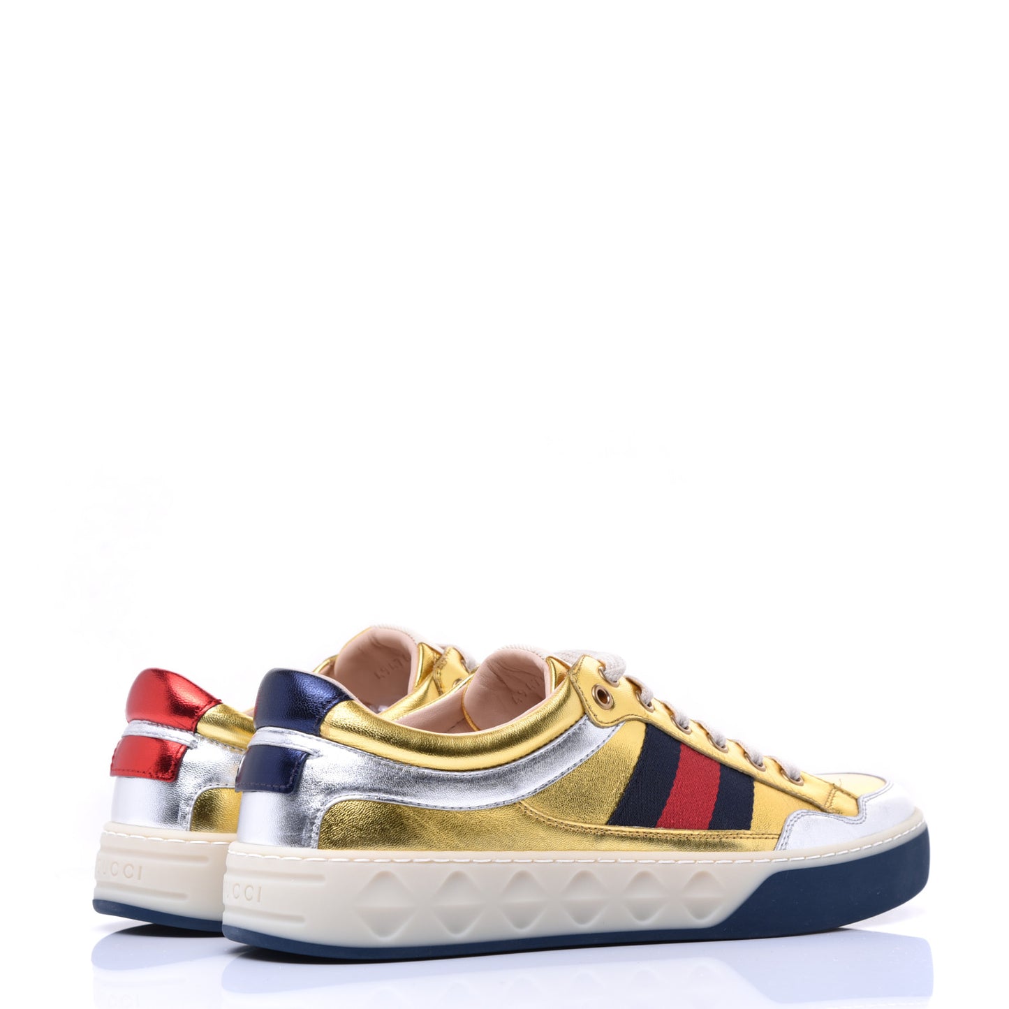 Metallic Nappa Web Mens Low Top Sneakers 8.5 Argento Oro Vecchio