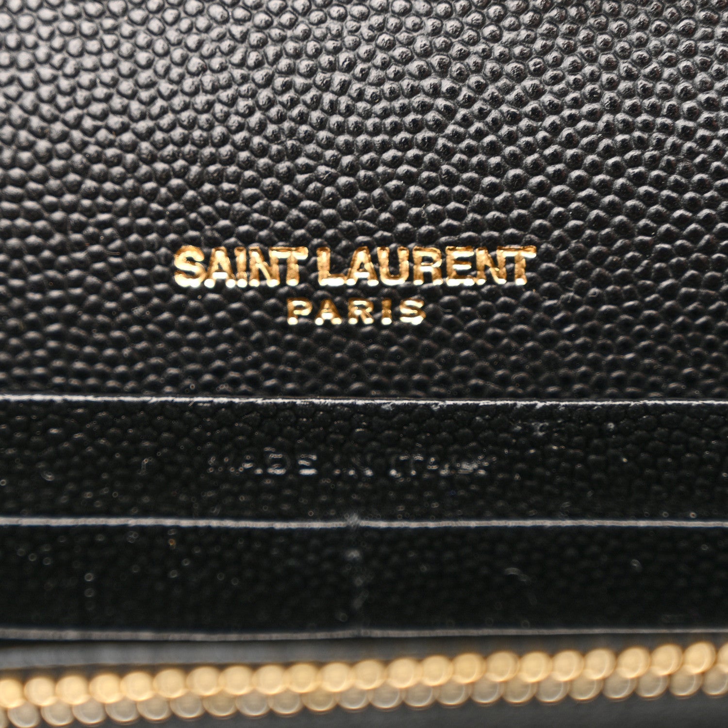 Saint Laurent Grain De Poudre Matelasse Chevron Monogram Chain Wallet Black 6 of 11