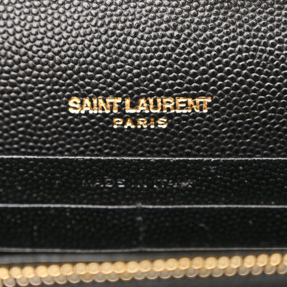 Saint Laurent Grain De Poudre Matelasse Chevron Monogram Chain Wallet Black 6 of 11