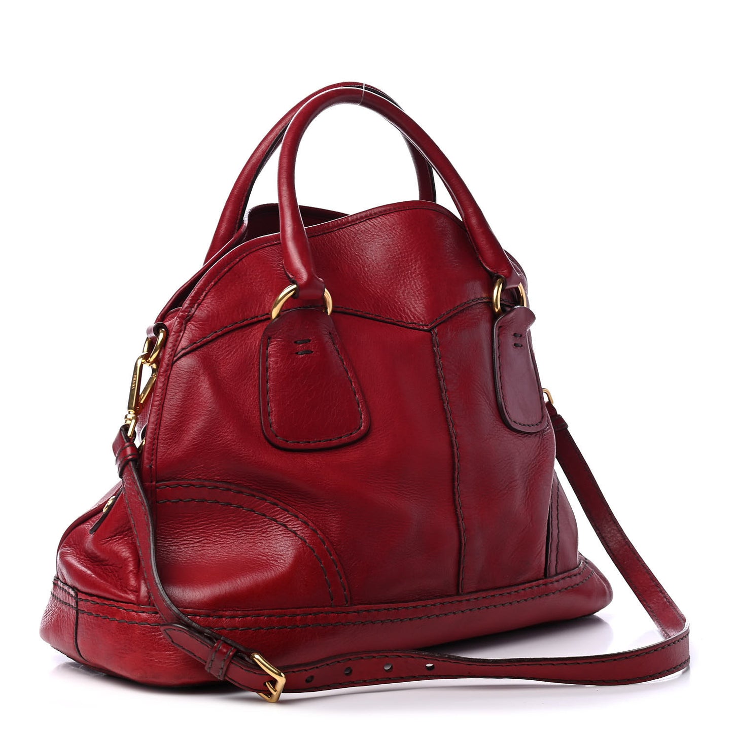 Cervo Shine Dome Satchel Amaranto