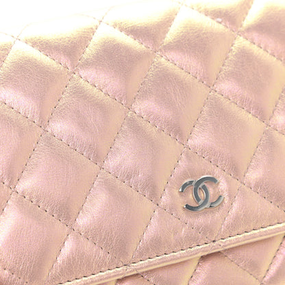 Chanel Iridescent Calfskin Quilted Wallet On Chain WOC Pink 12 of 13