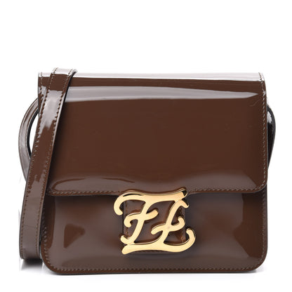 Fendi Vitello Vernice Mou Karligraphy Crossbody Bag Ebano 1 of 13