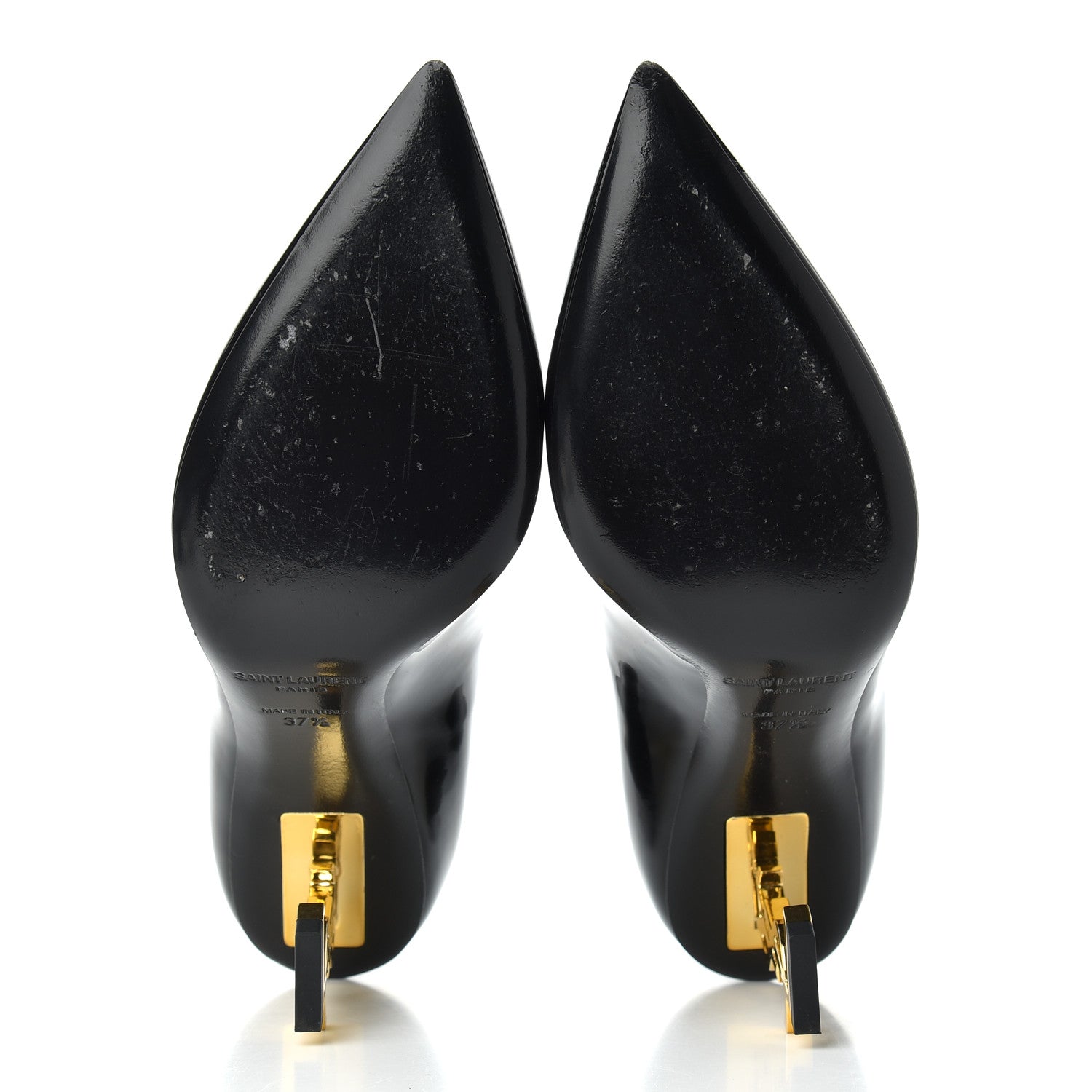 Saint Laurent Patent Calfskin Opyum 85 Pumps 37.5 Black Gold 5 of 10