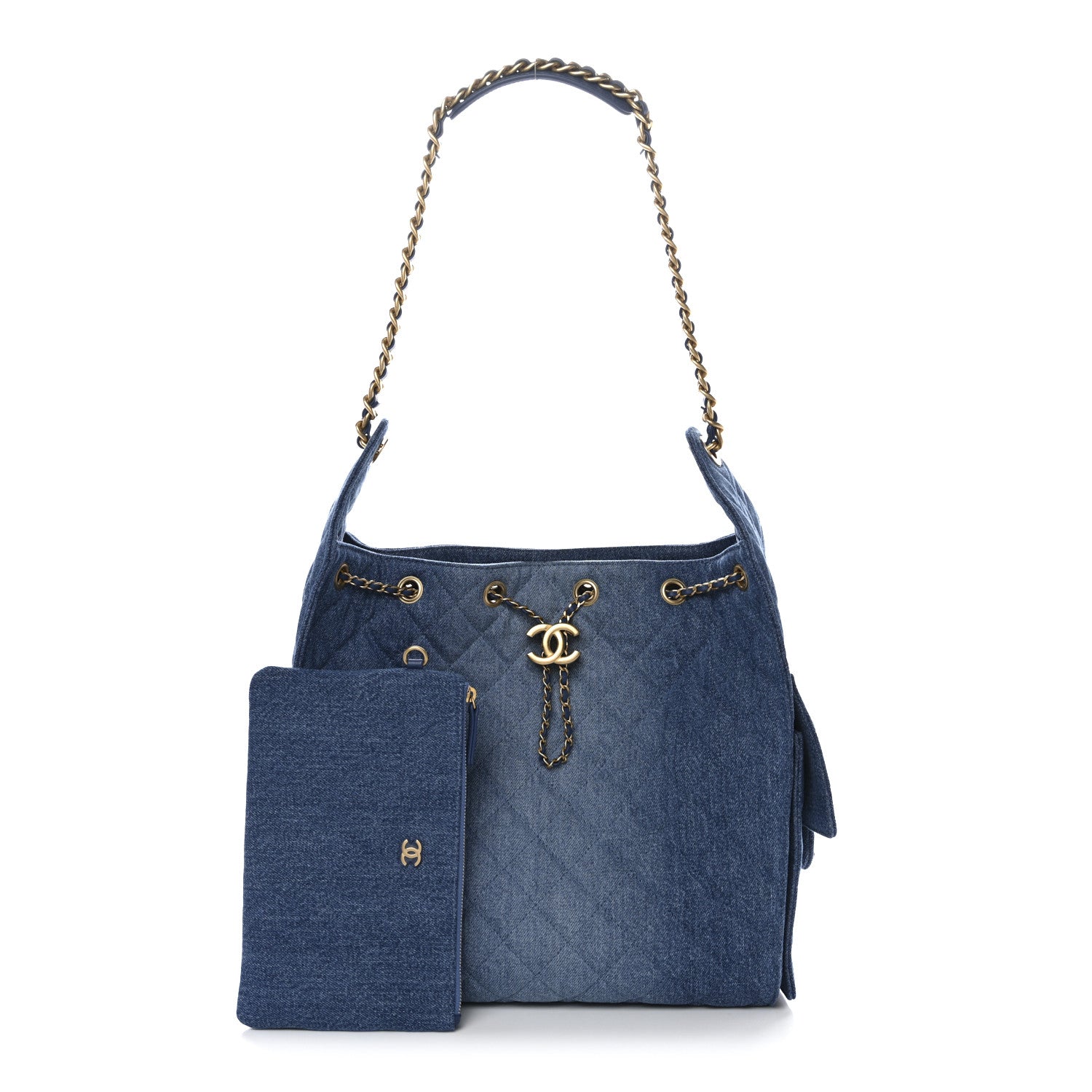 Chanel Washed Denim Quilted Medium Chanel 25 Handbag Blue 3 of 11