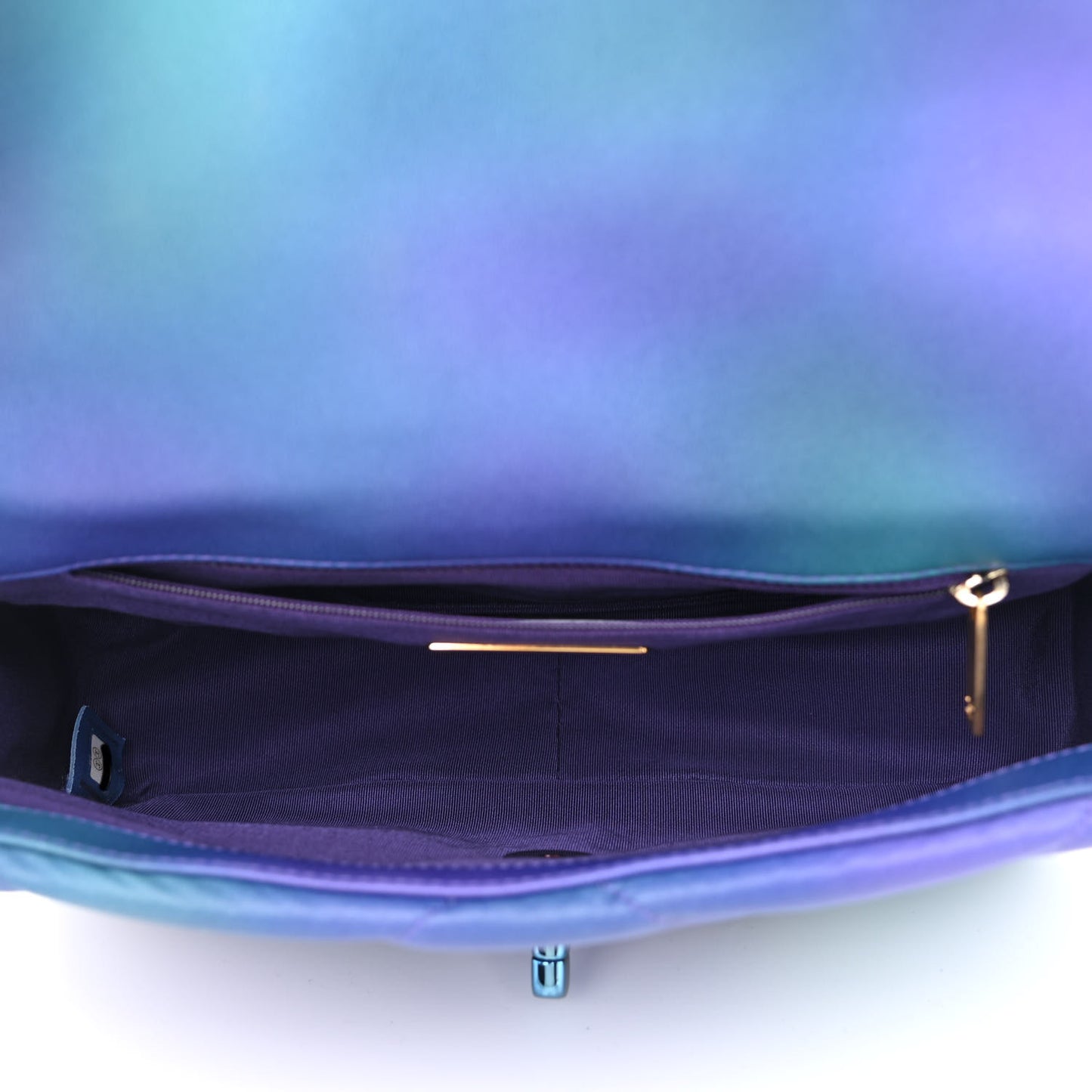 Tie Dye Calfskin Quilted Medium Chanel 19 Flap Blue Purple