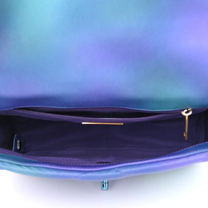 Chanel Tie Dye Calfskin Quilted Medium Chanel 19 Flap Blue Purple 5 of 10