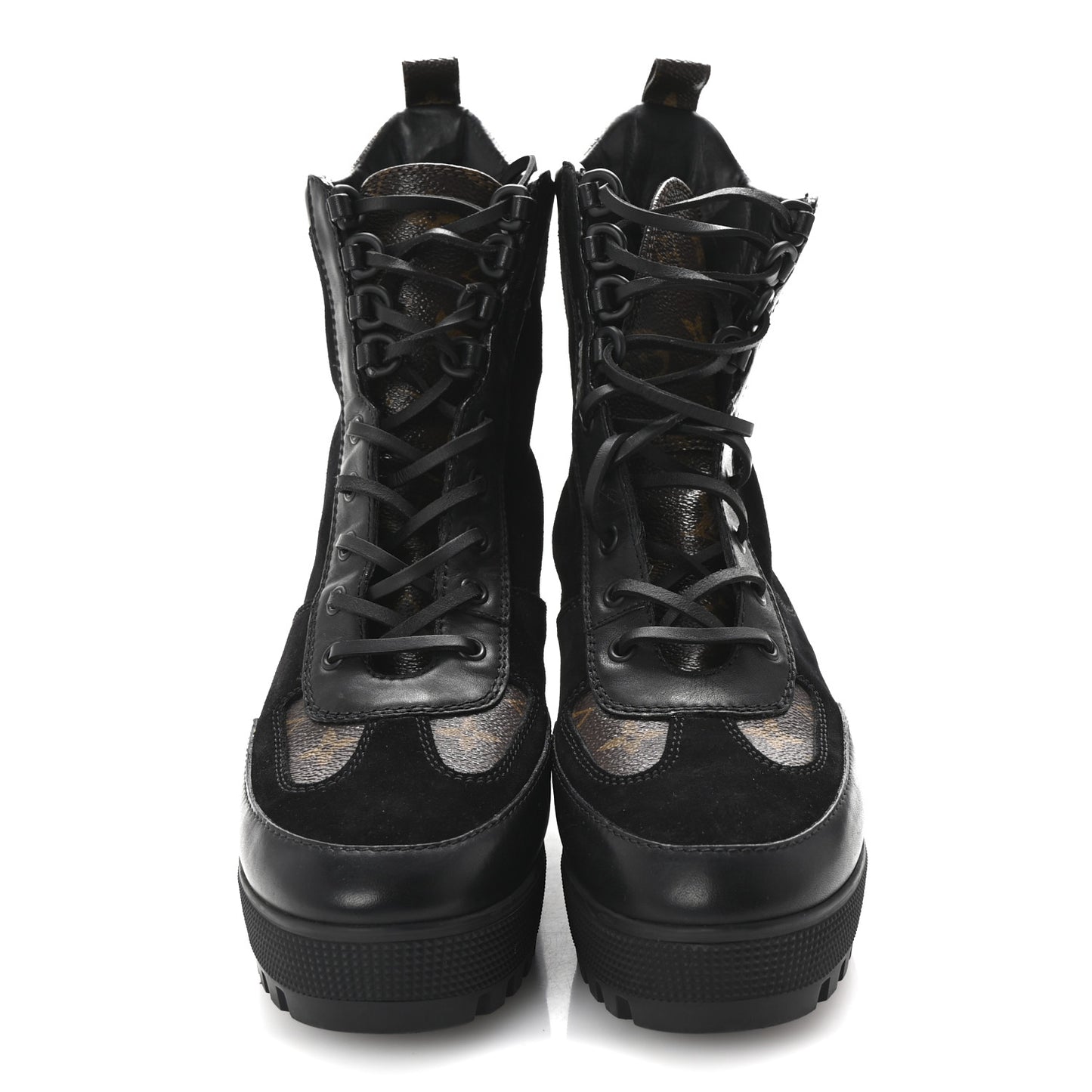 Suede Calfskin Monogram Laureate Platform Desert Boots 40 Black