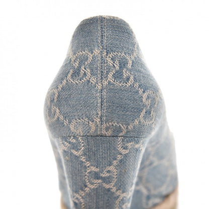 Gucci Denim Monogram Horsebit Open Toe Espadrille Wedges 39.5 Blue 15 of 15