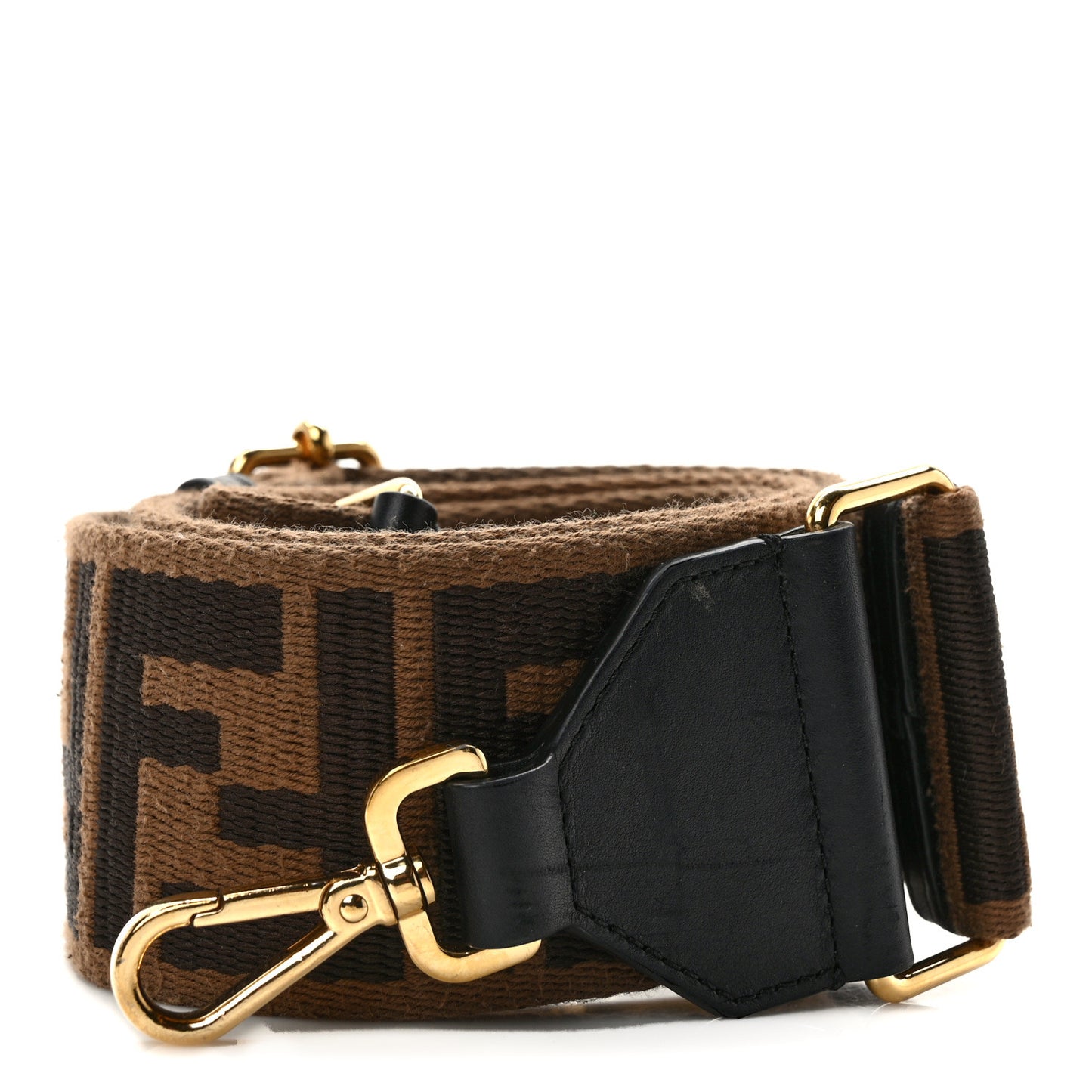 Ribbon Vitello Century FF 1974 Flat Studded Strap You Fango Marrone Ebano
