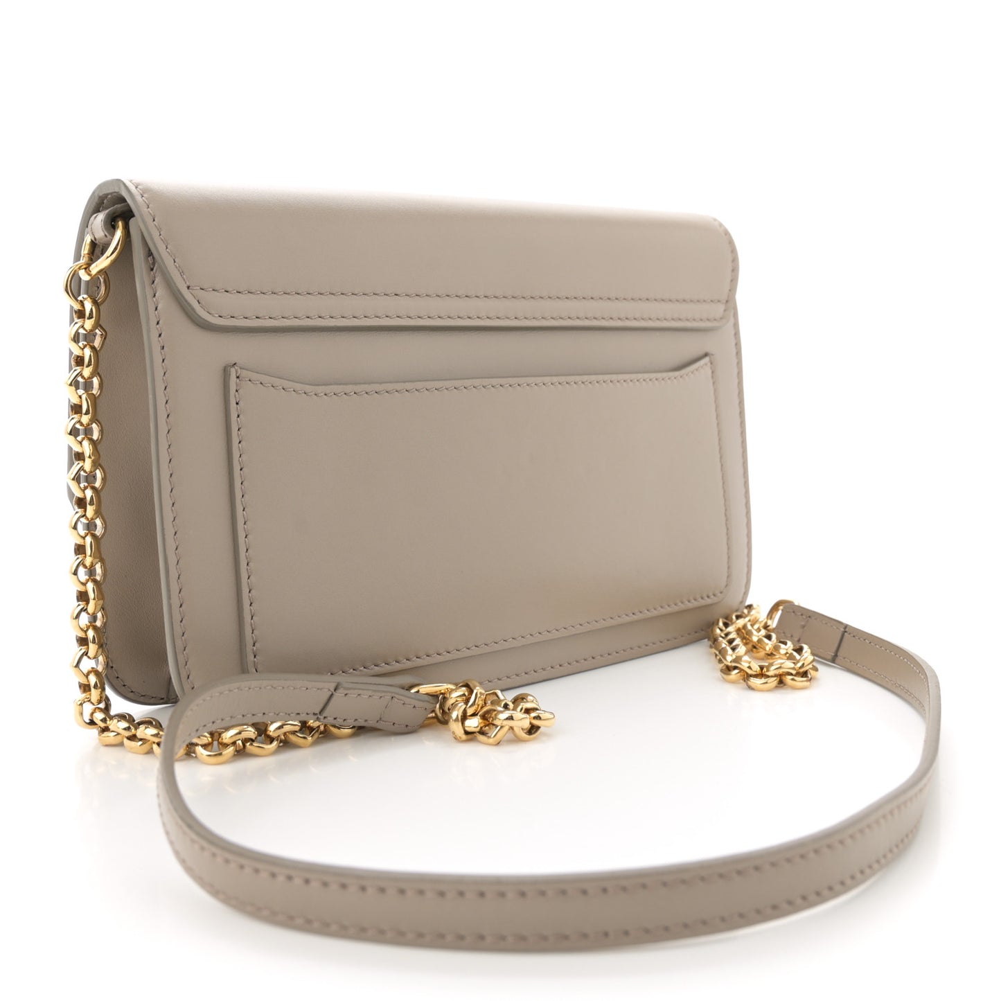 Calfskin Suede C Clutch With Chain Motty Grey