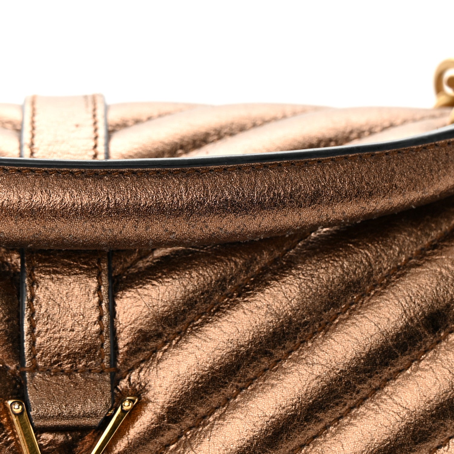 Saint Laurent Metallic Cracked Calfskin Matelasse Monogram Medium College Bag Copper 15 of 18
