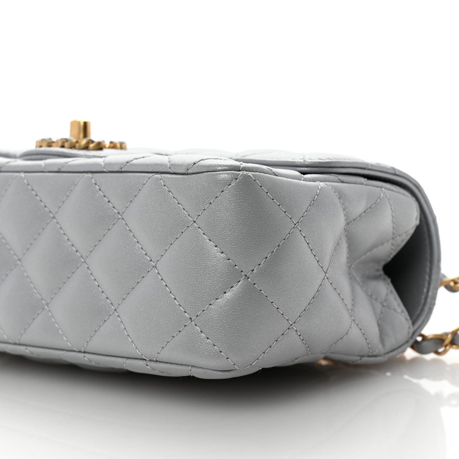 Chanel Metallic Lambskin Quilted Mini Strass On Top Flap Silvery 10 of 10