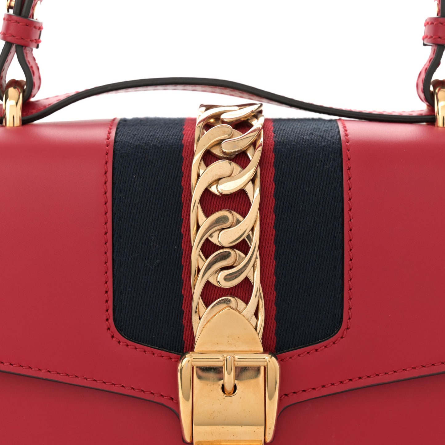 Calfskin Medium Sylvie Top Handle Bag Hibiscus Red