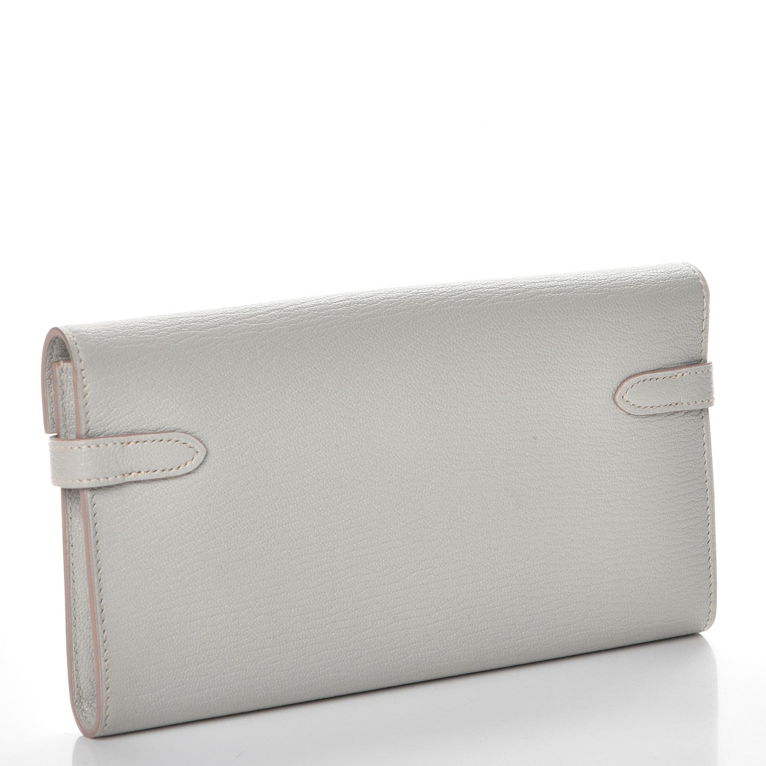Hermes Chevre Mysore Kelly Longue Wallet Gris Perle 3 of 8