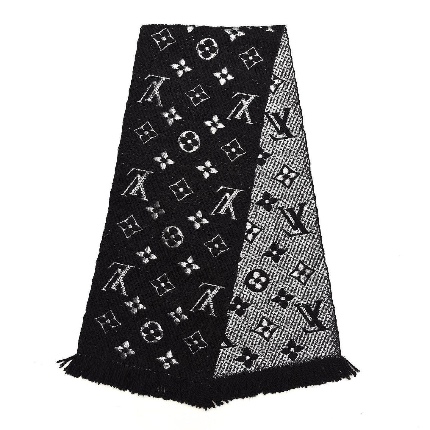 Wool Silk Logomania Shine Scarf Black