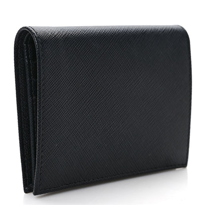 Prada Saffiano Triangle Bi-Fold Wallet Black 3 of 8