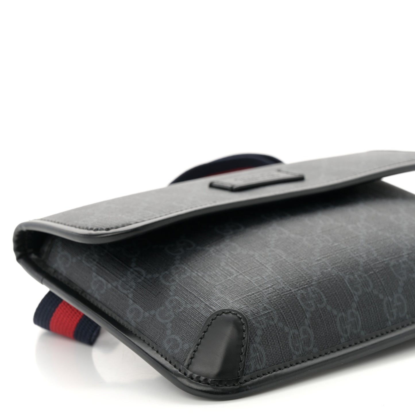 GG Supreme Monogram Web Slim Belt Bag Black Grey