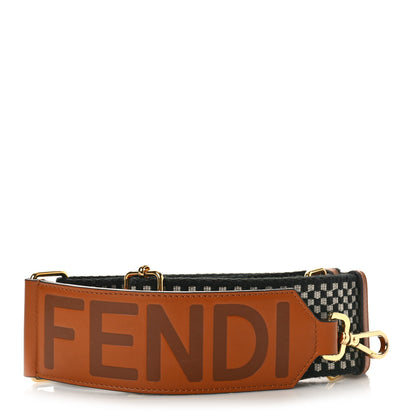 Fendi Ribbon Vitello King Logo Embossed Gingham Woven Adjustable Strap You Panna Black Cuoio 1 of 3