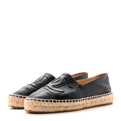 Chanel Lambskin CC Espadrilles 36 Black 3 of 11