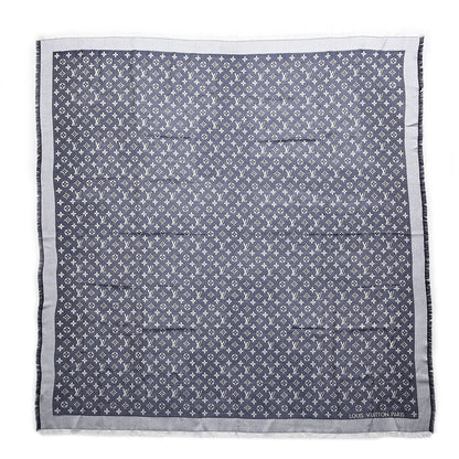 Louis Vuitton Wool Silk Monogram Denim Shawl Blue 1 of 6