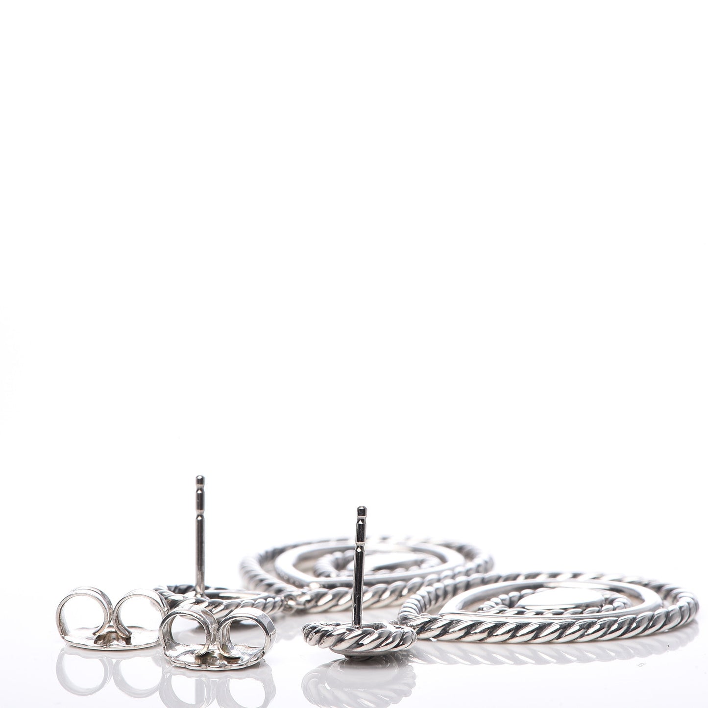 Sterling Silver Diamond Cable Classic Teardrop Earrings