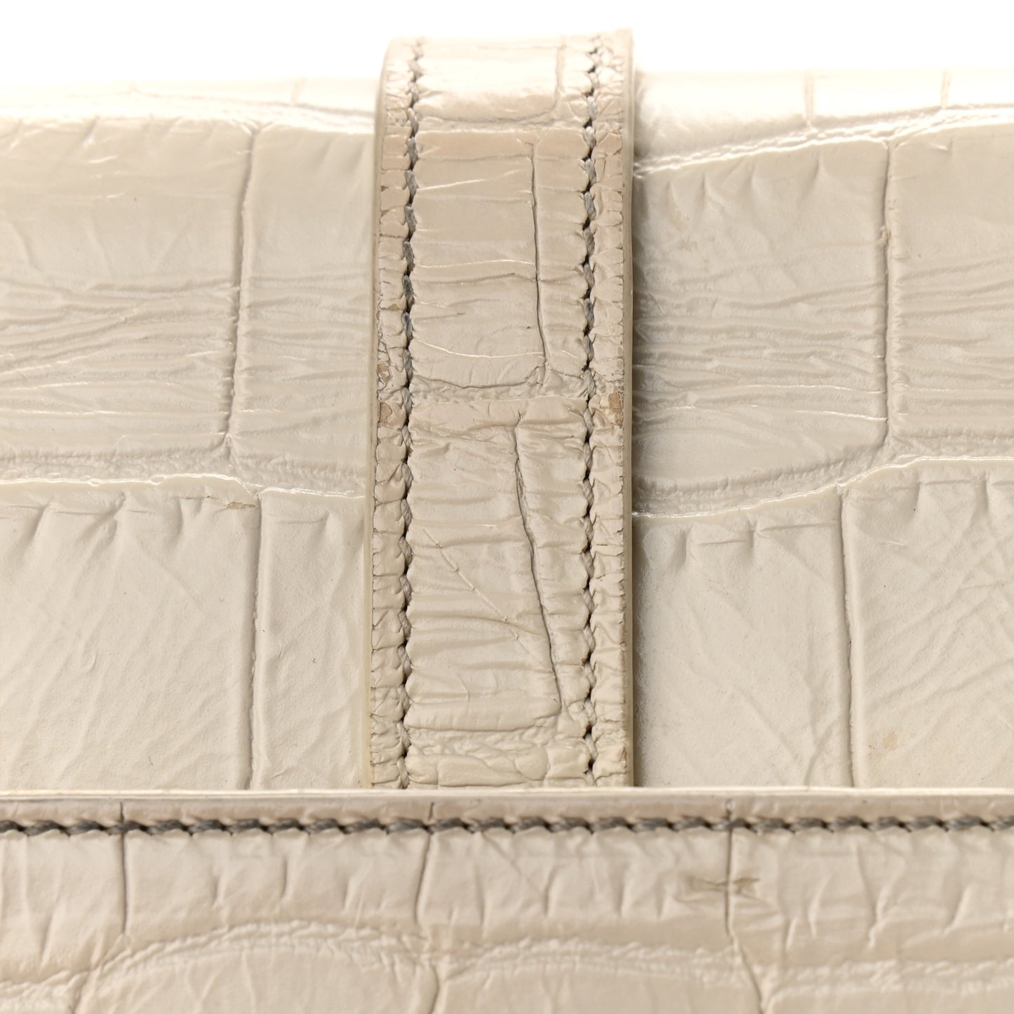Calfskin Crocodile Embossed Medium College Monogram Satchel Porcellana