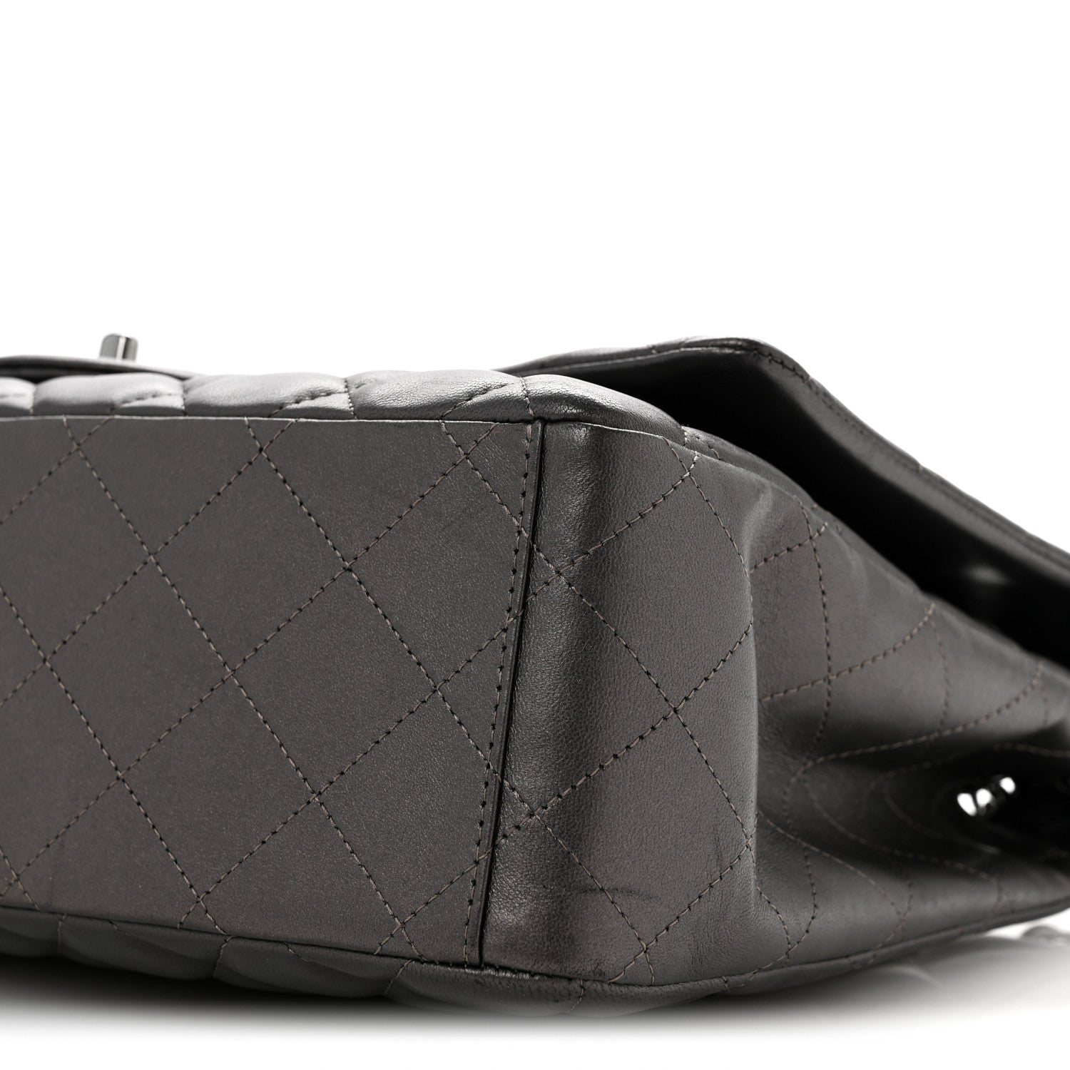 Chanel Metallic Lambskin Quilted Maxi Single Flap Dark Grey 10 of 13