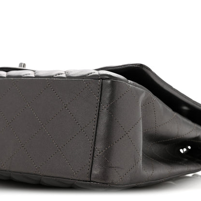Chanel Metallic Lambskin Quilted Maxi Single Flap Dark Grey 10 of 13