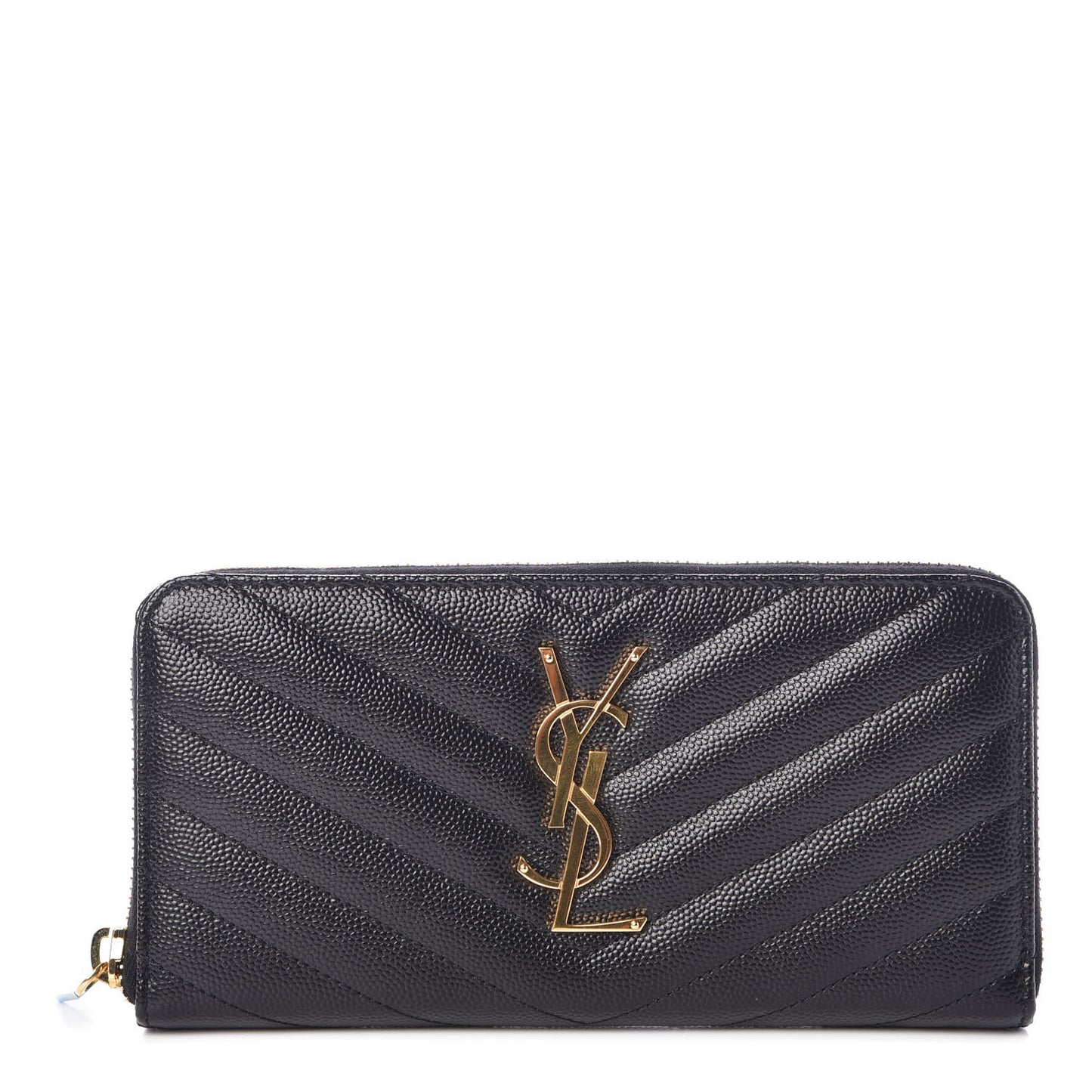 Grain De Poudre Matelasse Chevron Monogram Zip Around Wallet Black