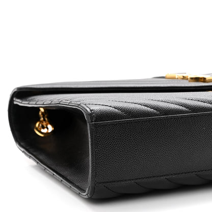 Saint Laurent Grain De Poudre Matelasse Chevron Large Monogram Satchel Black 8 of 10