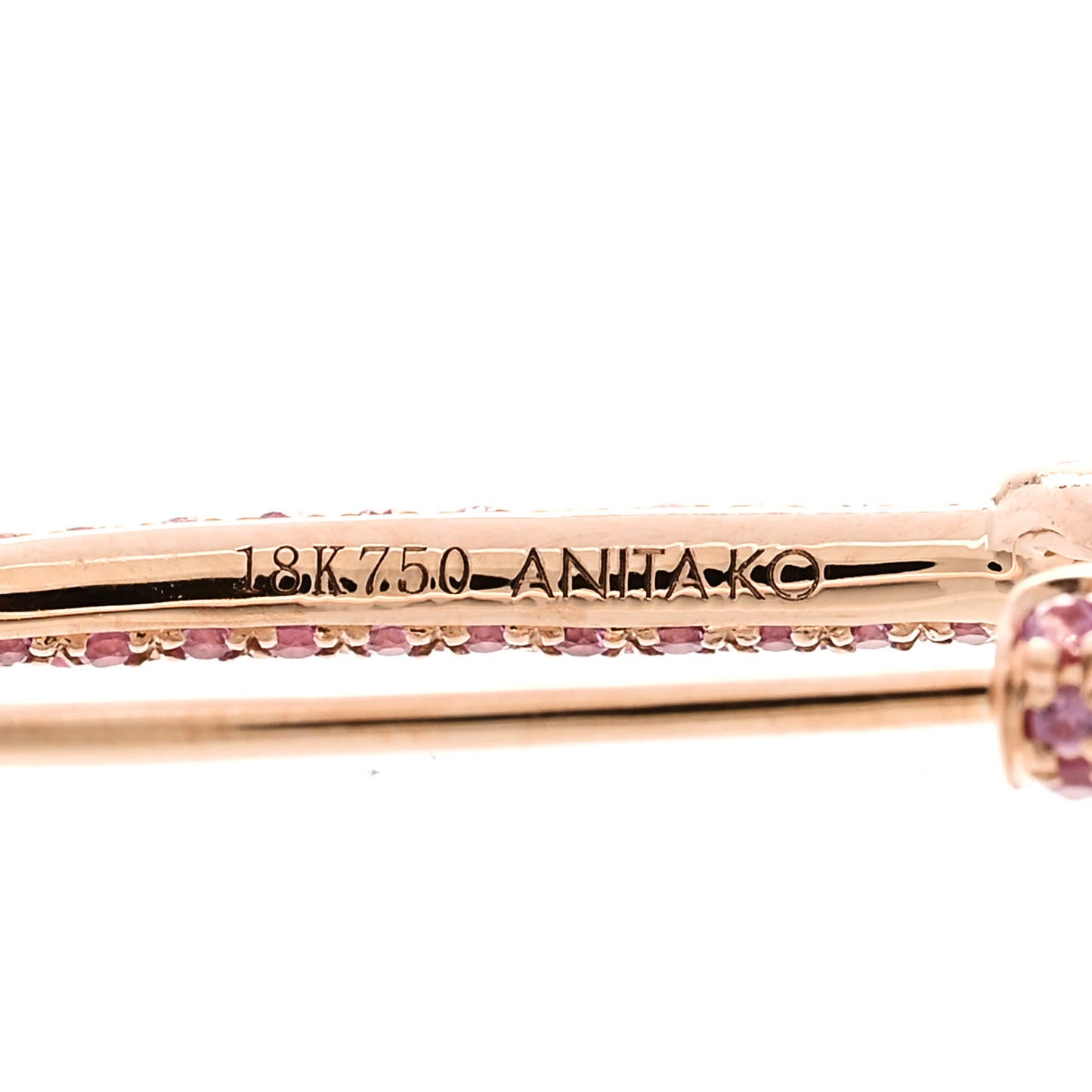 18K Rose Gold Pink Sapphire Safety Pin Earring