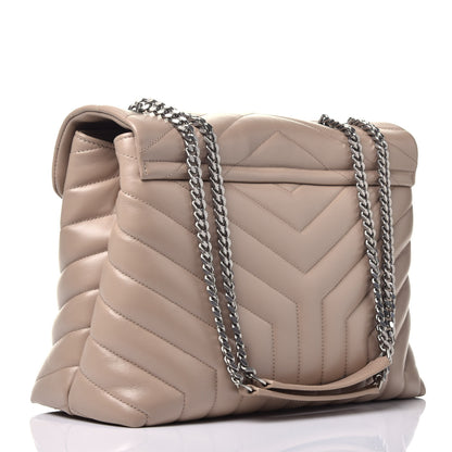 Saint Laurent Calfskin Y Quilted Monogram Medium Loulou Chain Satchel Nude Powder 3 of 9