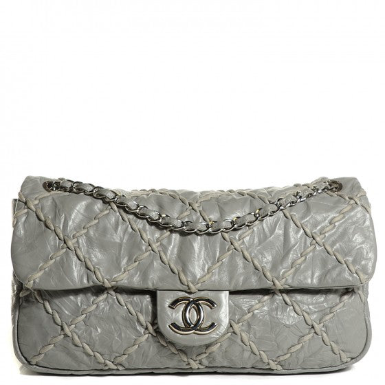 Calfskin Ultra Stitch Oversized Flap Grey