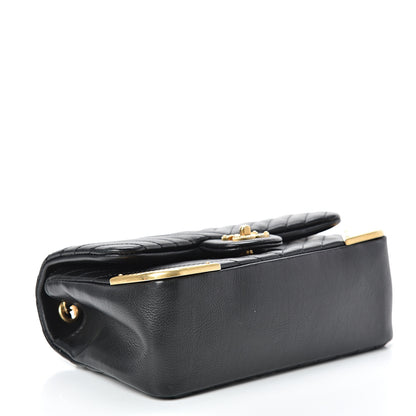 Chanel Calfskin Chevron Quilted Mini Rock The Corner Flap Black 3 of 13
