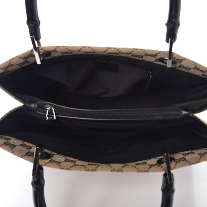 Gucci Monogram Bamboo Top Handle Tote Black 5 of 7