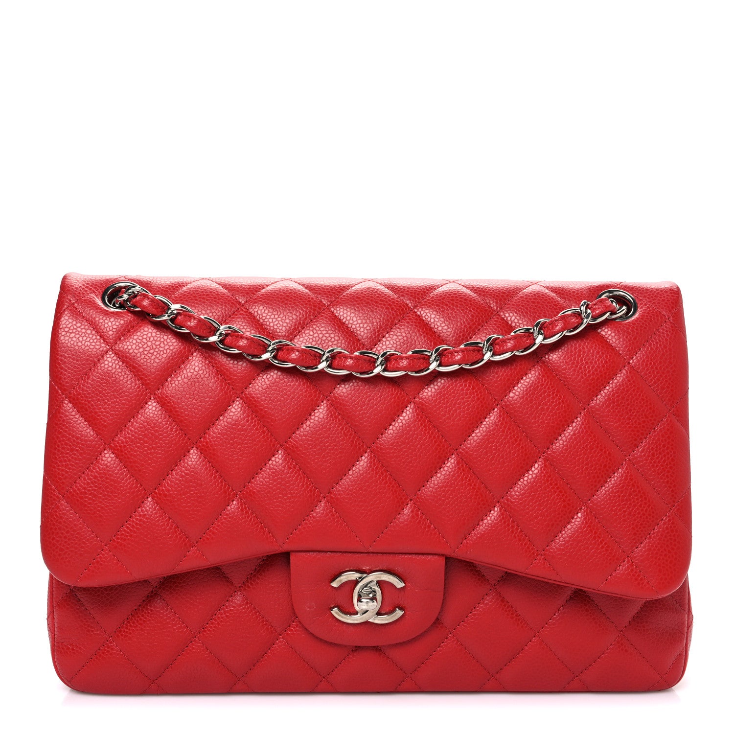 Chanel Caviar Quilted Jumbo Double Flap Red 1 of 12