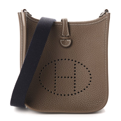 Hermes Taurillon Clemence Amazone Evelyne TPM Etoupe Bleu Indigo 1 of 10