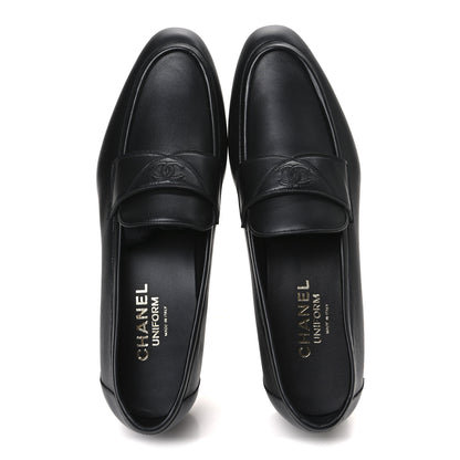 Chanel Lambskin Mens Stitched CC Loafers 43 Black 2 of 10