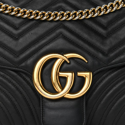 Gucci Calfskin Matelasse Medium GG Marmont Shoulder Bag Black 8 of 16