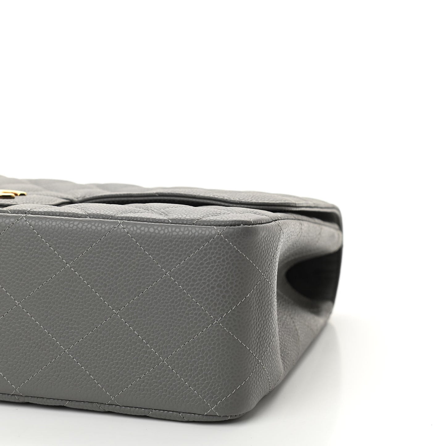 Caviar Quilted Jumbo Single Flap Grey