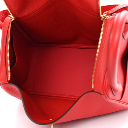Hermes Taurillon Clemence Lindy 30 Rouge Tomate 5 of 9