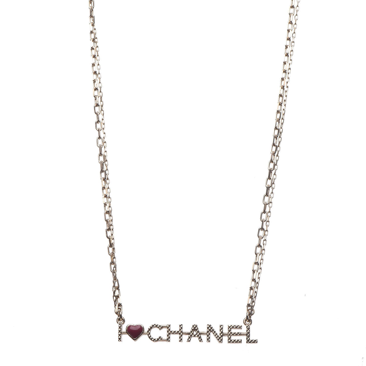 Chanel Quilted I Heart Logo Necklace Gold 1 of 5